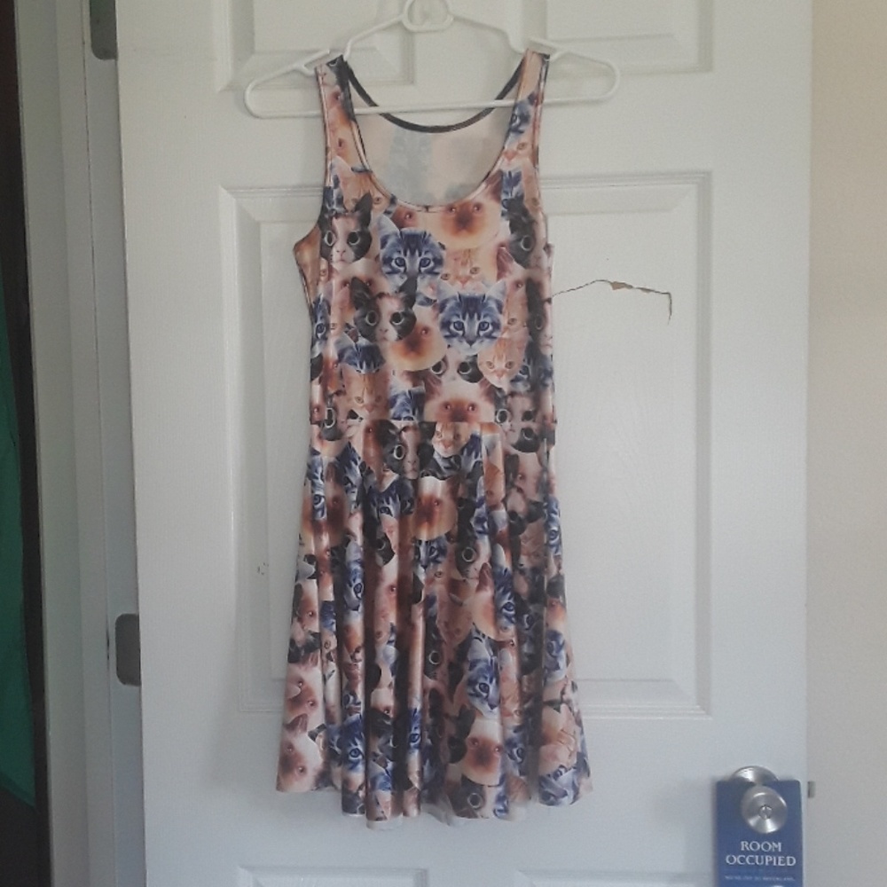 Cat Print Skater Dress